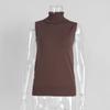 Knitted Sleeveless Vest New Spring Autumn High-Neck Vest Simple Sweater Top For Women