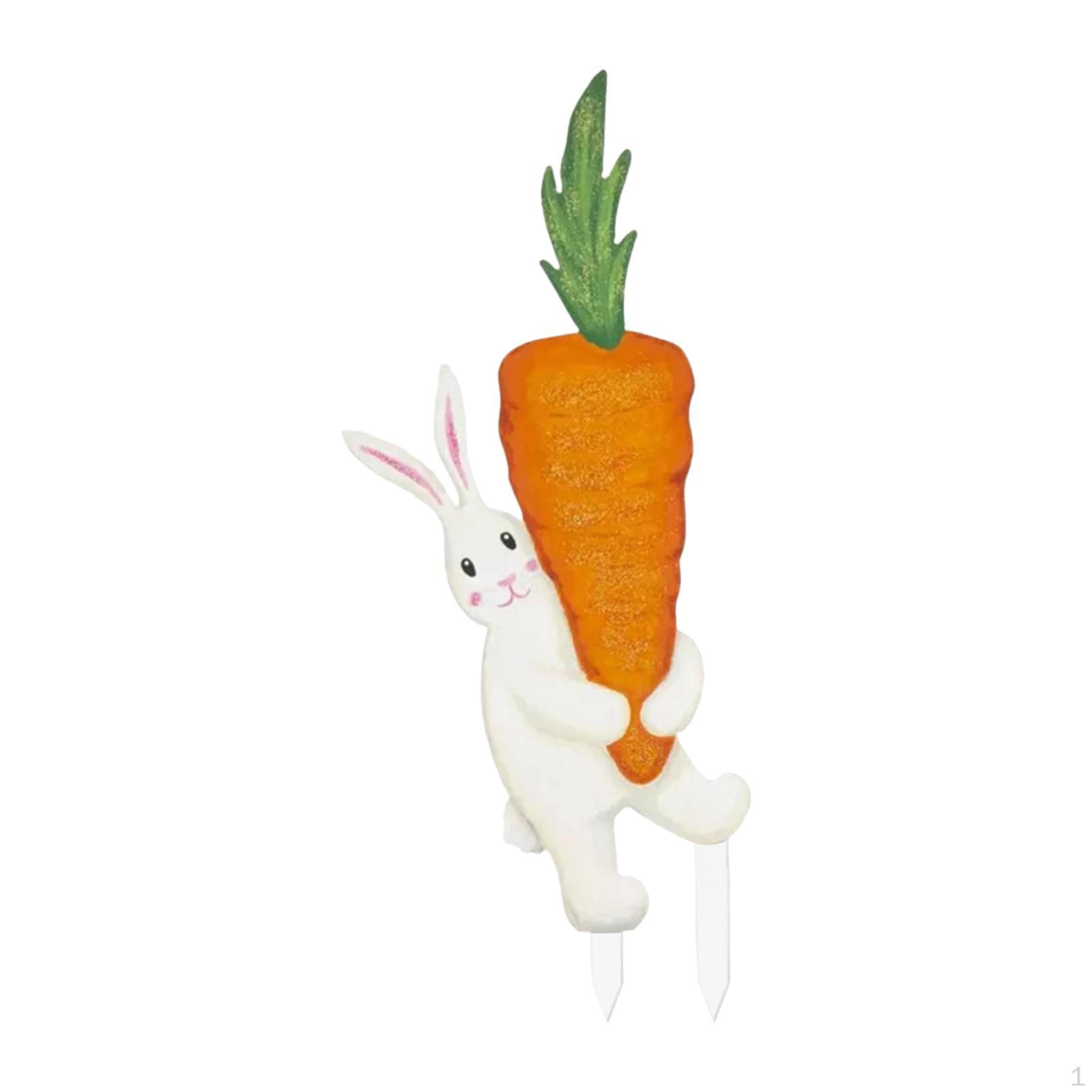 

2D Bunny Yard Stake for Backyard And Garden Areas Holding Carrot