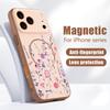 Cartoon Floral Pattern Case For iPhone 17 Pro Max Magnetic For Magsafe Hybrid Slim Matte Cover For iPhone 16 15 14 13 Pro Max Daisies Peach Blossom