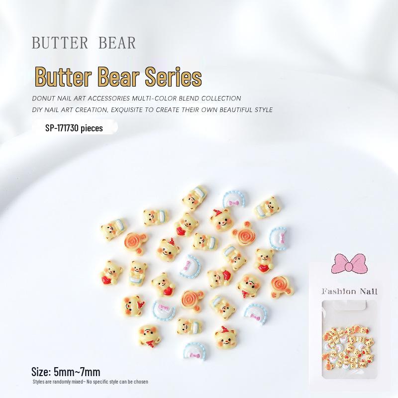 

Милые 3D мультяшные медведи, украшения из смолы с плоской задней стороной для нейл-арта, 30 штук