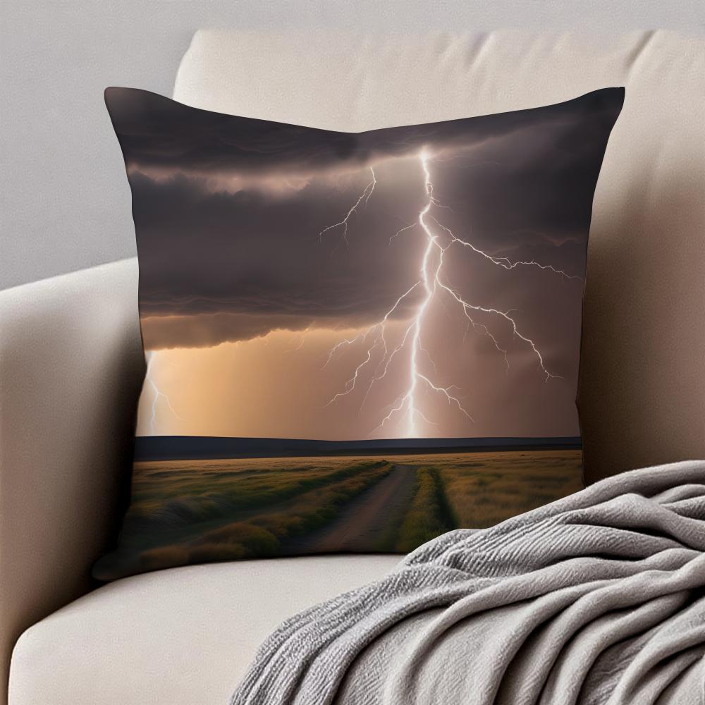 night lLightning Cushion Cover Pillowcase Antidustmite Invisible Zipper Short Plush Sofa Cushion