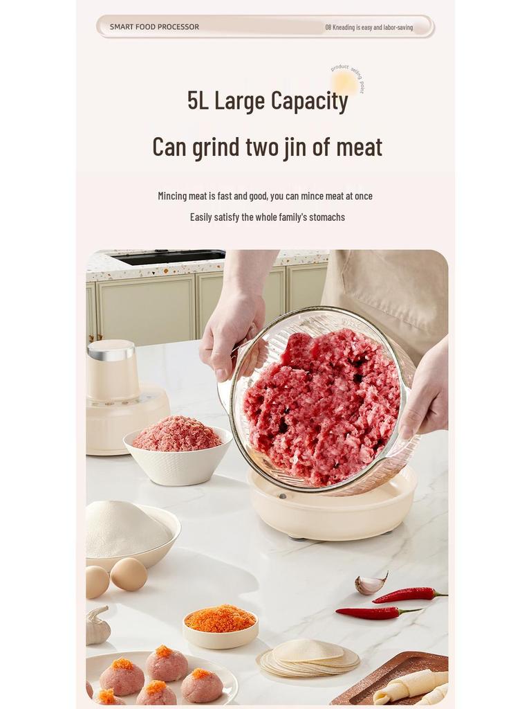 Multi-Functional Electric Meat Grinder & Dough Kneader: Household Processor for Meats, Dough, Baby Food & Vegetables