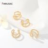 Trendige goldbeschichtete Messing-Ohr-Manschetten-Clip-Ohrringe für Damen Ohrclips ohne Piercing Hochzeits Schmuck Party Geschenk