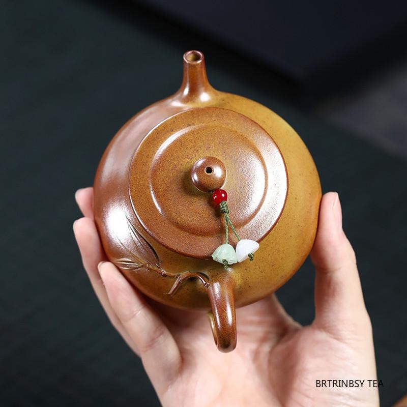 Chinese Yixing Purple Clay Teapot Bamboo Leaf Zisha Tea Pot Handmade Beauty Kettle Household Tea Set Tradition Teaware 120ml