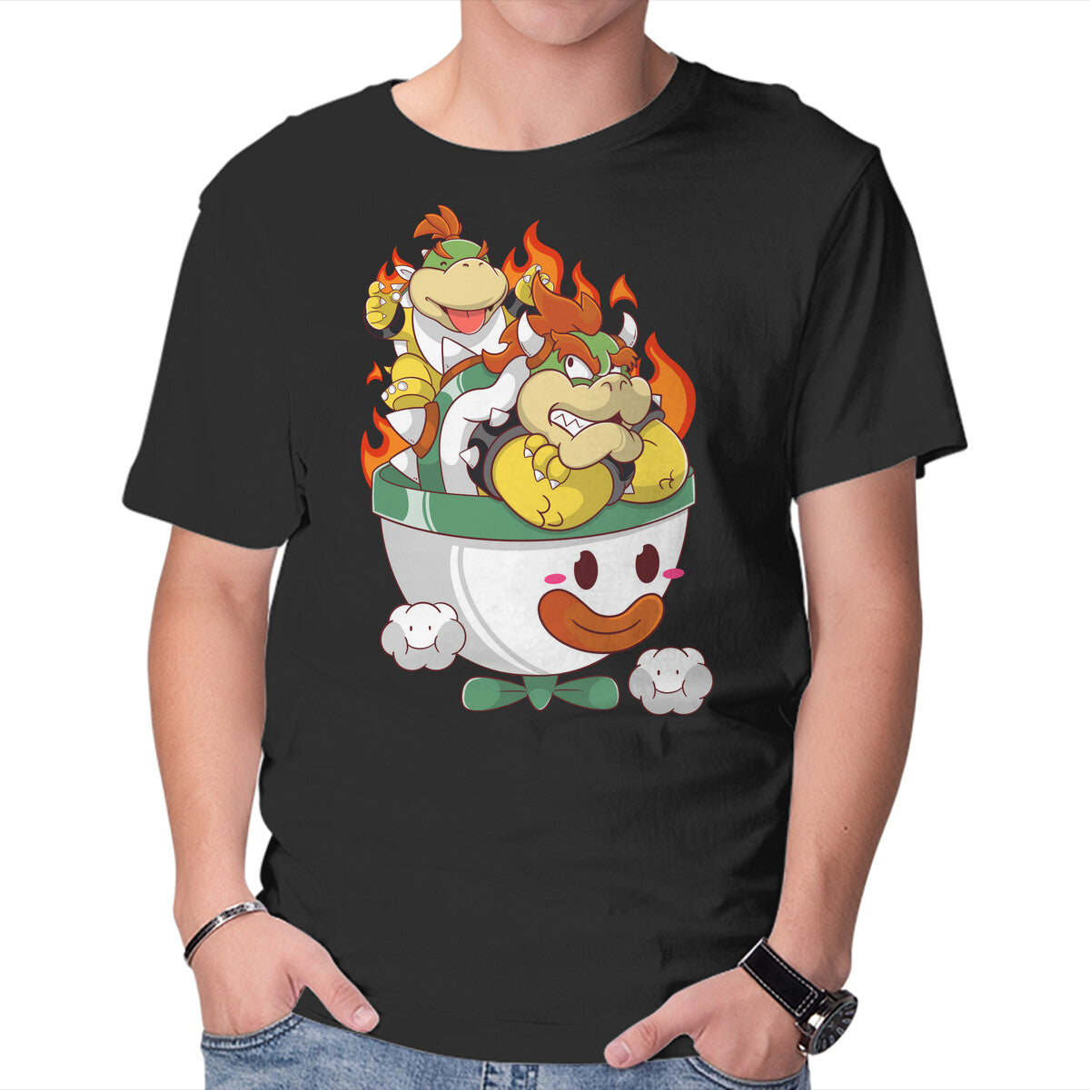 Unisex Crew Neck T-Shirt Father And Son Graphic Short Sleeve Casual Tee M