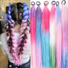 Synthetic Colorful Ponytail Extension Purple Long Straight DIY Braided Pony Tail Hairpiece for Women Party Cos Hair Accessories