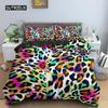 Bettbezug-Set mit Leopardenmuster, Regenbogen-Leopard, 3D-Druck, King-Size-Bett, Bettdeckenbezug für Kinder, Mädchen, Geschenke, Polyester-Bettbezug
