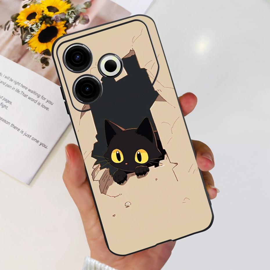 2024 Fashion Case For Tecno Pova 6 Neo Black Silicone Soft TPU Back Cover For Tecno Pova 6Neo 4G Phone Cases