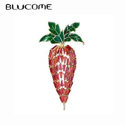 Quality Cute Cartoon Carrot Shapen Copper Brooches for Women Men Suite Coat Hijab Pins