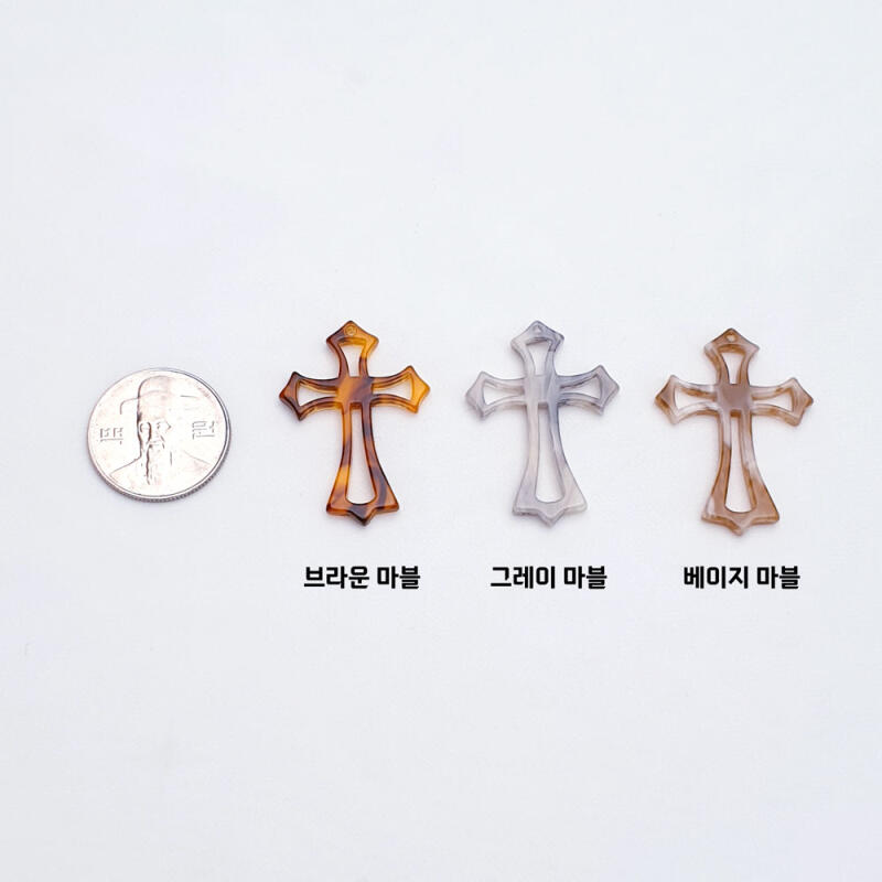 Acrylic marble pattern cross pendant accessory