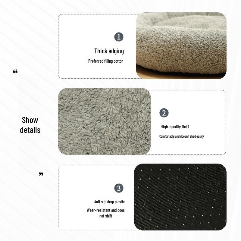 Rundes Katzenbett aus arktischem Samt: Weiches, Warmes, Ganzjahres-Haustierbett