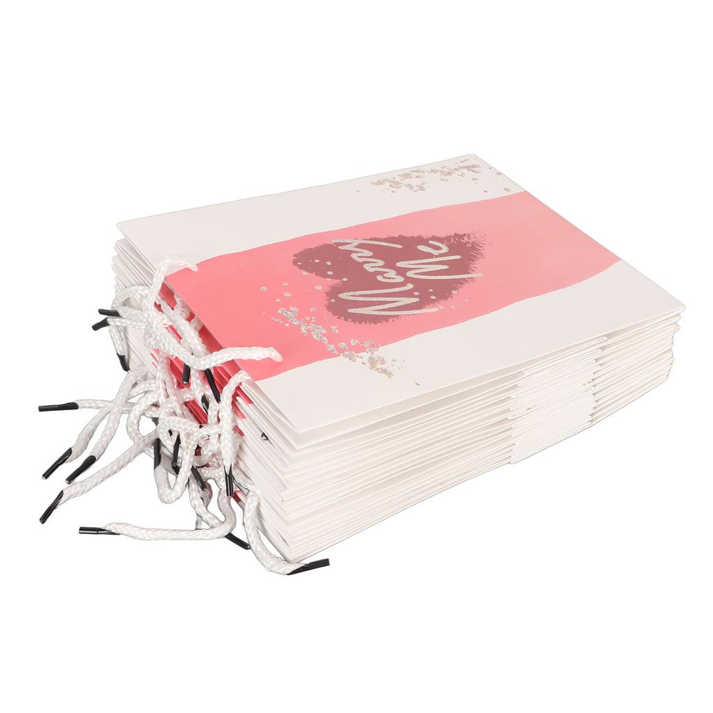 12Pcs Gift Bags Marry Me Heart Pattern Rose Gold Letters Soft Handle Reusable Party Bags for Wedding Engagement
