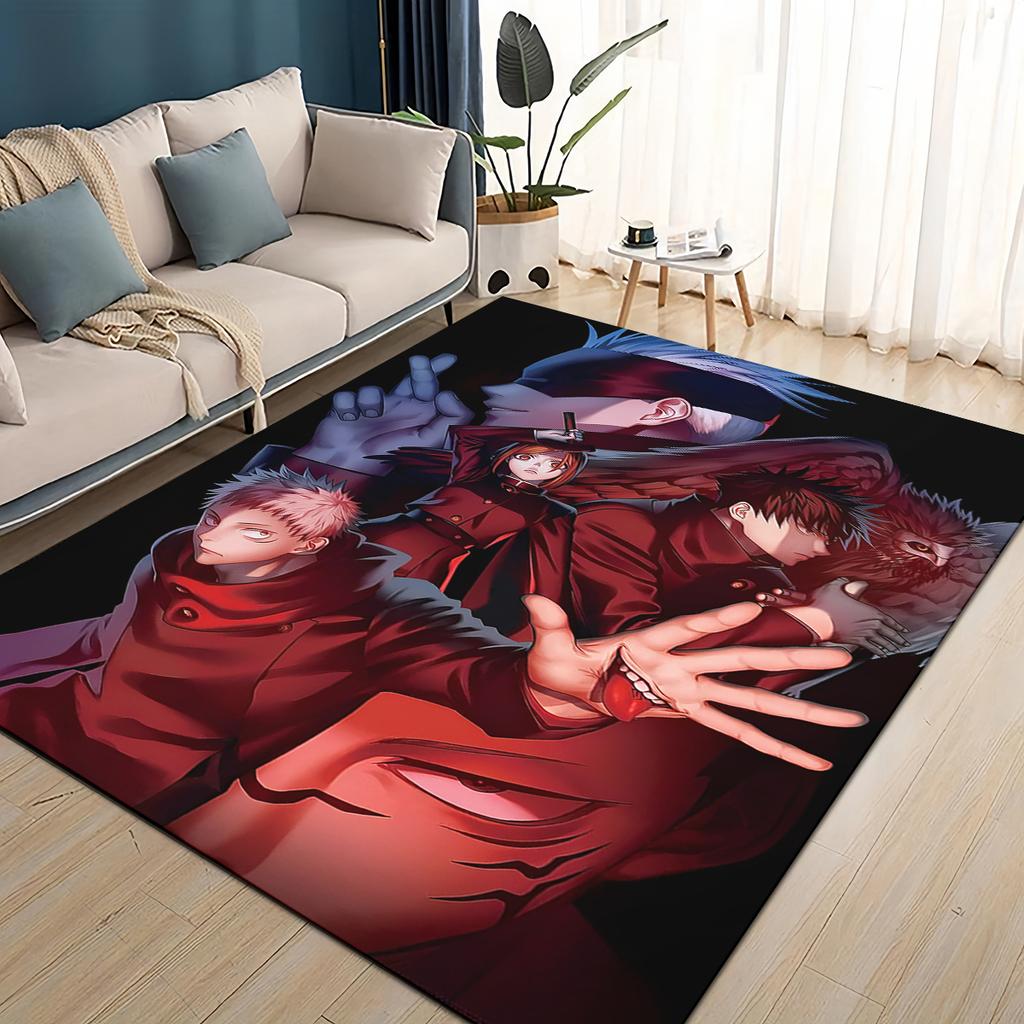 3D Cartoon Jujutsu Kaisen Anime Itadori Yuj Teppich für Wohnzimmer Schlafzimmer Zuhause Sofa Dekoration, Kinder Spiel Rutschfeste Bodenmatte