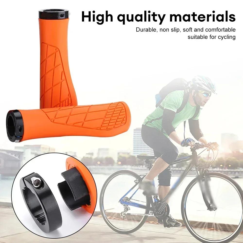 1 Pair Bicycle Grip MTB Silicone Grip Ergonomic Anti-slip Bicycle Handlebar Cover Mountain Bike Riding Shockproof Handlebar Grip
