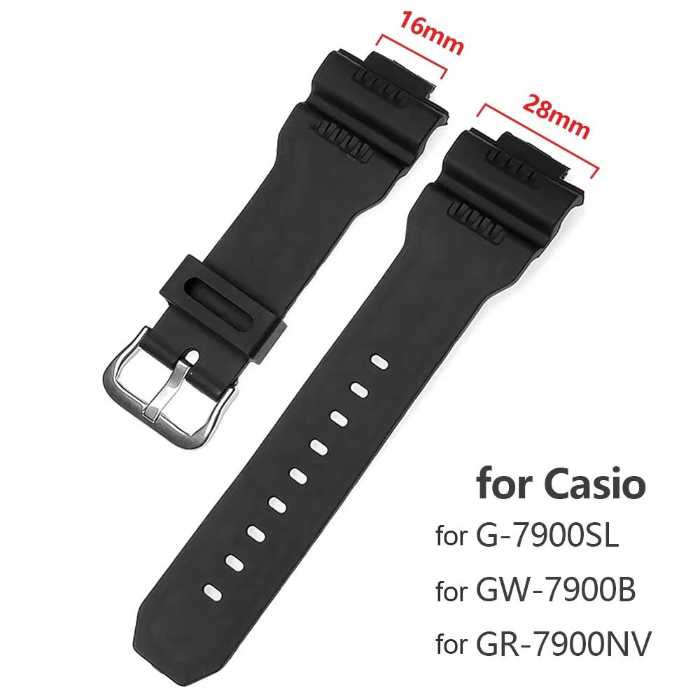 

Black Silicone Wristband for GW-7900B G-7900SL GR-7900NV PU Watchband for G7900 Series 16x28mm Bracelet чёрный