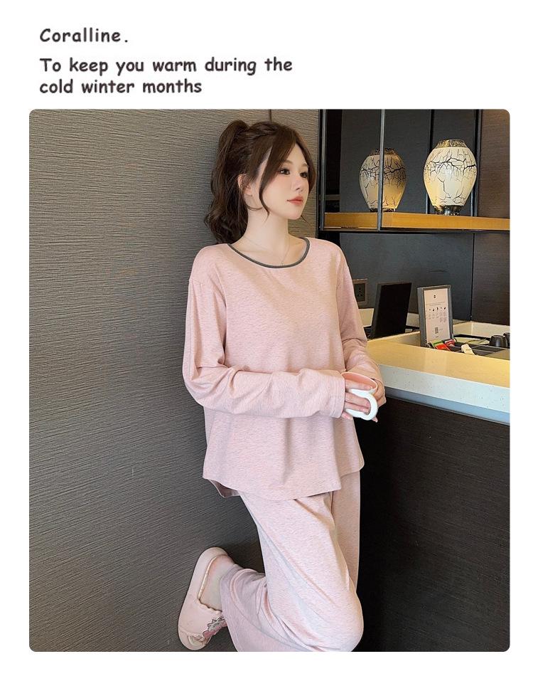 Damen Modal Langarm Pyjama mit Brustpolster - Locker, Schlichte Homewear für Frühling, Herbst, Winter