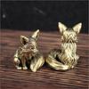 Brass Fox Statue Cute Fox Miniature Figurines Desk Ornament Decorations Accessories Copper Animal Sculpture Home Decor Crafts