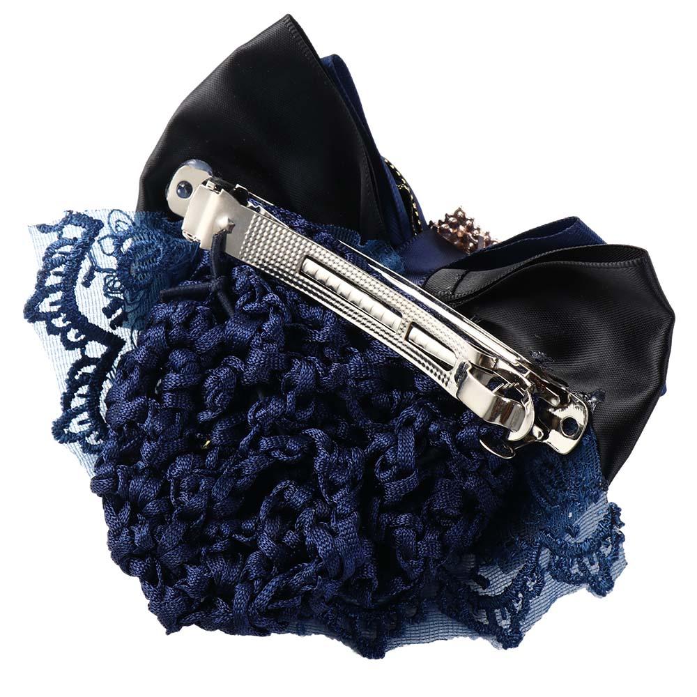 Rhinestone Bowknot Spring Clip Ribbon Nurse Hair Clip Elegant Bun Snood  Girls