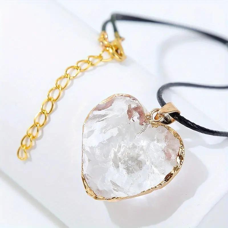 Electroplated crystal heart pendant, gold-plated edging, rainbow heart shape, peach heart necklace, DIY jewelry, accessories,Valentine s Day gift