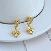 Minimalist Four-Leaf Clover Metal Stud Earrings