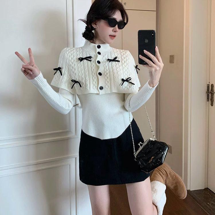 

Новый зимний комплект из вязаного свитера и шали в нежном стиле S (Recommended for 80-95 jin)