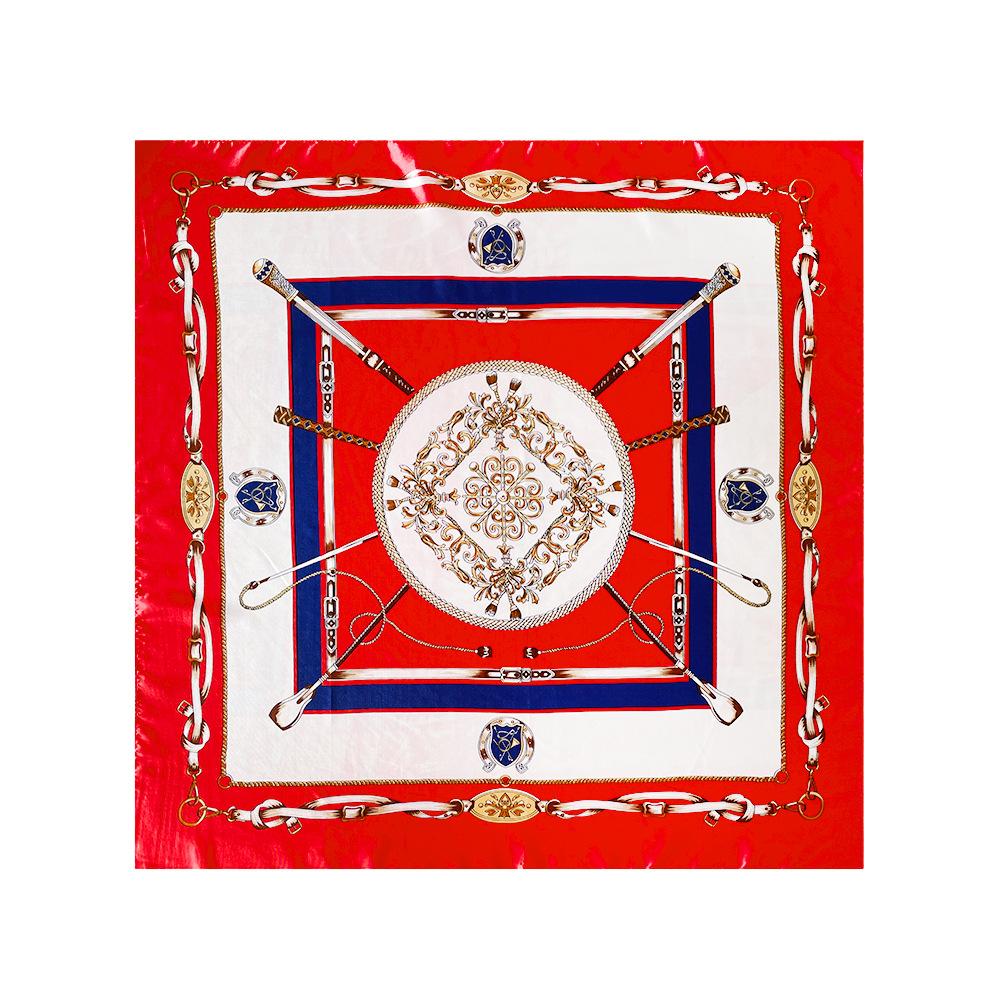 90cm Silk Scarf Headscarf Classic Scepter Print Silk Scarf Women's Satin Square Scarf Shawl