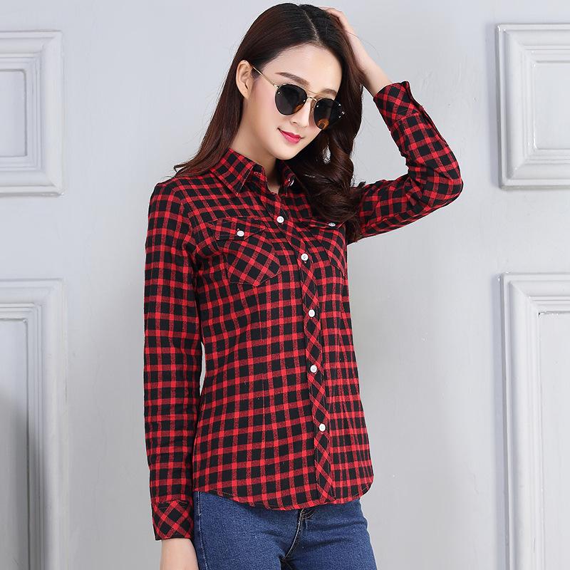 

Женские клетчатые рубашки, осенние женские повседневные хлопковые рубашки с длинными рукавами и карманами, элегантные женские топы в клетку, одежда XXXXXL
