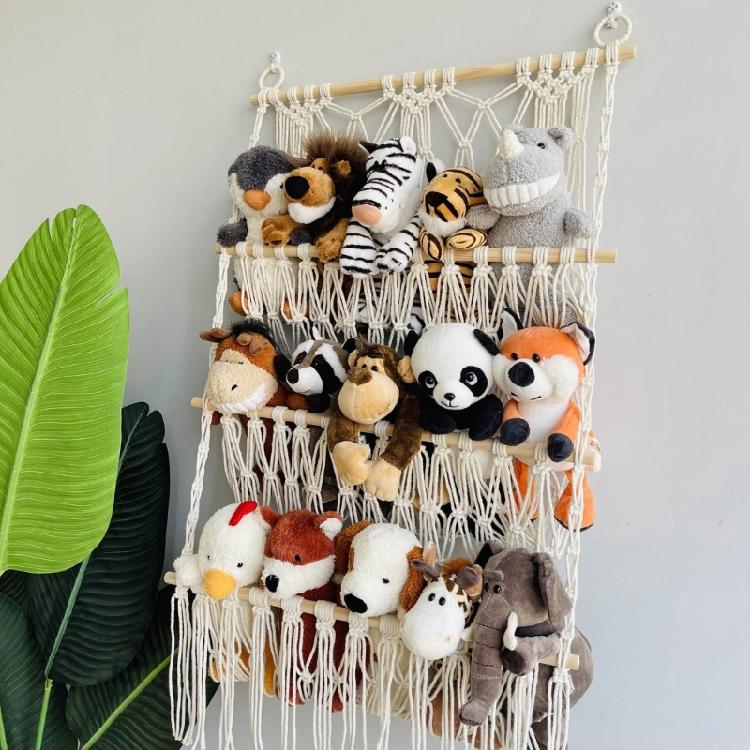 Versatile 3 Layer Toy Storage Net Shelf Stuffed Animal Storage Hammock for Kids
