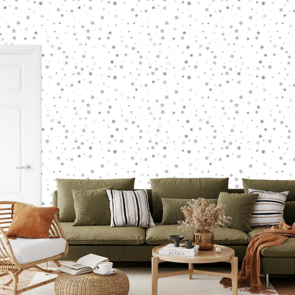 Gray small stars wallpaper for living room and bedroom 50x1000