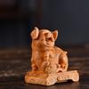 Wooden carving Fortune Pig Small animal models Cute Home Room Office sculptures and figurines Wealth Luck Feng Shui Decor