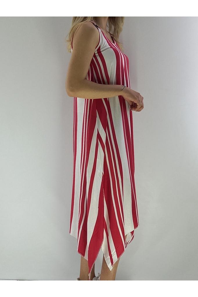 Women's Big Size Dress, Strappy, Buckle Detailed, Asymmetrical Cut, Plus Size Dress