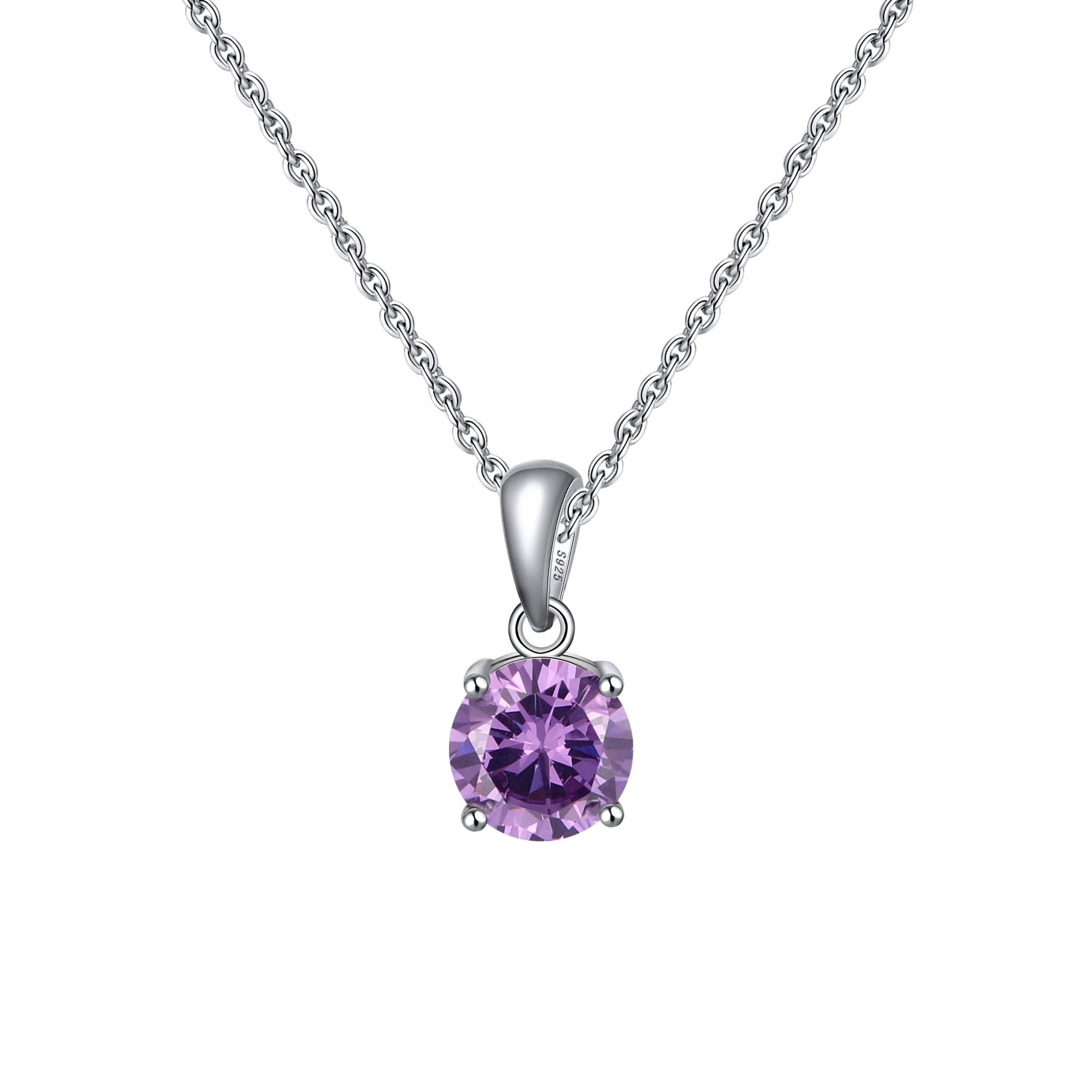 

Bellitia Jewelry Birthstone Necklace Cute Simple Gemstone Pendant Purple Alexandrite June Silver 925 45cm Women s