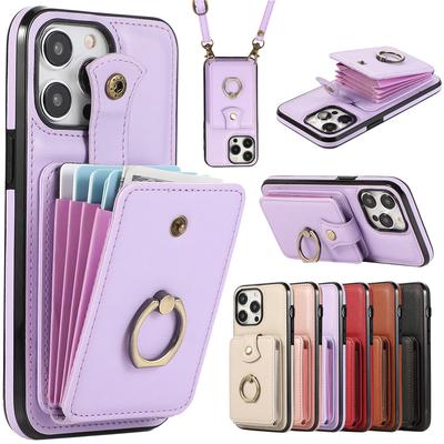Crossbody Lanyard Wallet Multi Card Slot Flip Kožené pouzdro pro iPhone 15 14Plus 13 12 11 Pro Max XSMax pro Samsung S23 S22 S21Ultra Plus S21FE A14 A54
