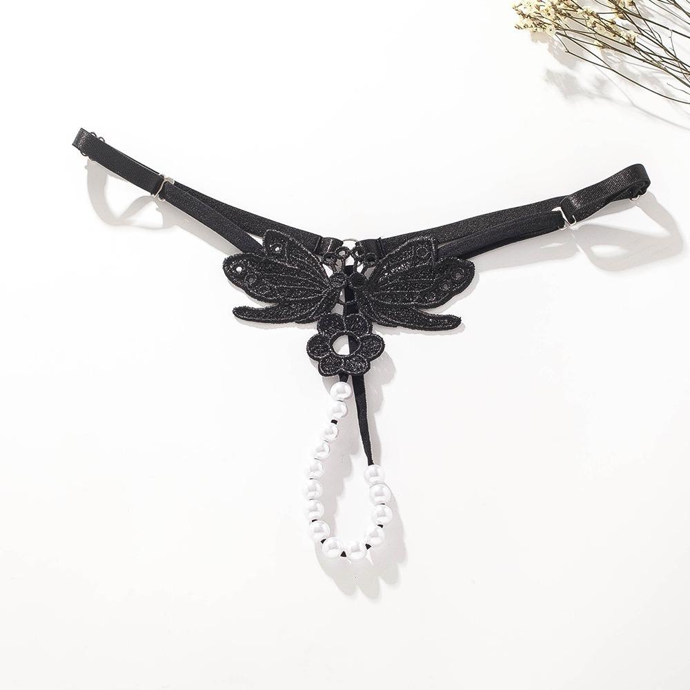 Chiloți sexy de mărime mare ajustabili, perle brodate, cu entrepiere deschisă, seducție, tanga, pantaloni, lenjerie de corp femei