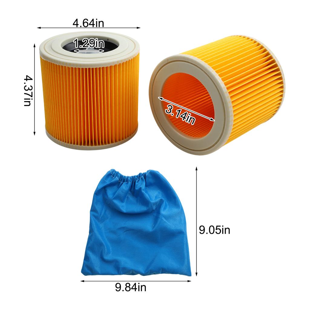 1 Set For KARCHER MV1 MV2 WD1 WD2 WD3 HEPA Filter And Textile Filter Bag Vacuum Cleaner Accessories Replacement Parts