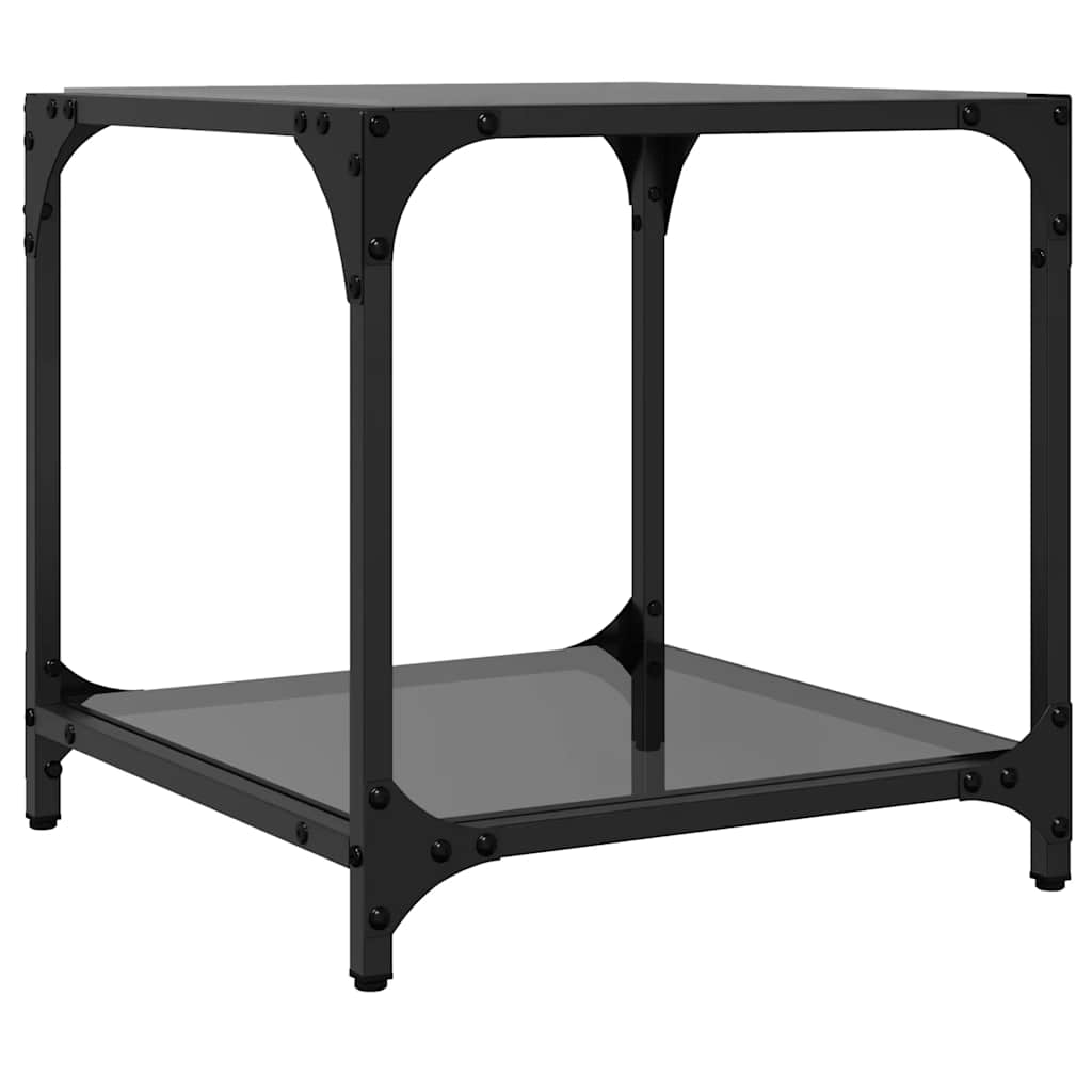 Coffee Table with Glass Top Black Transparent 40 x 40 x 40 cm Steel