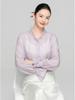 Zhi He Tang Women's Soft Silk Ruffle V-Neck Long-Sleeve Shirt, Designer Style, Versatile and Youthful.