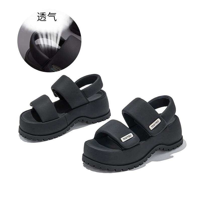 Suction Film Sole Sandals Women Wear Thick Sole Velcro Roman Wind Beach Casual Sandals 2025 New Summer Women's Shoes