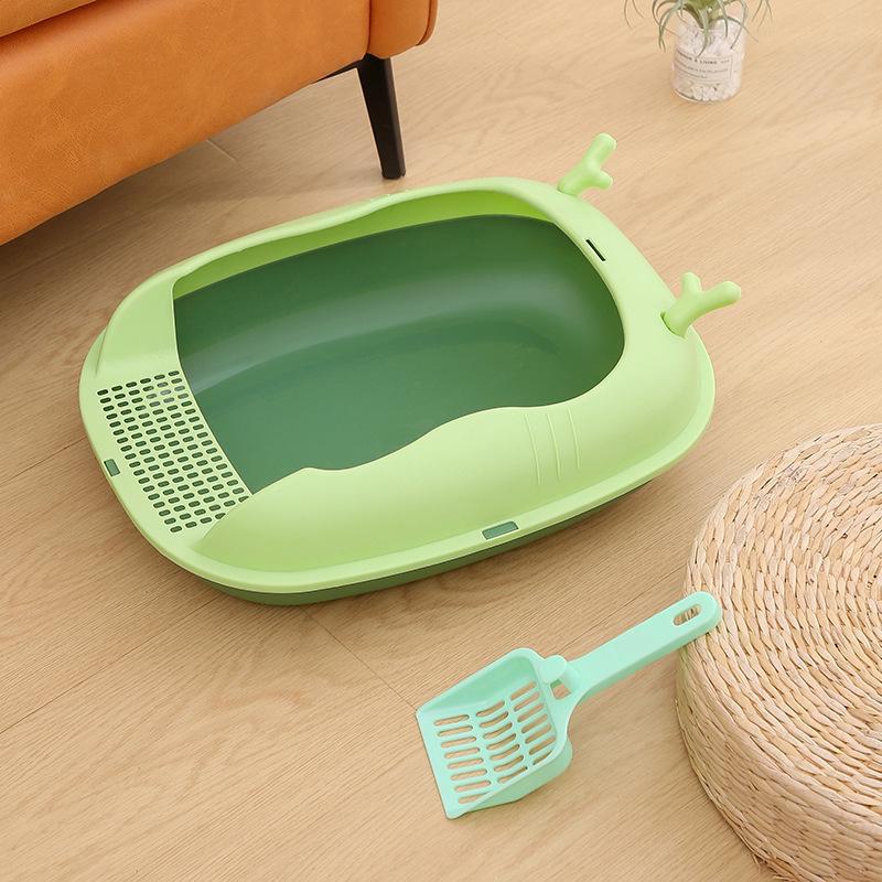 Extra Large Splash-Proof Semi-Enclosed Cat Litter Box for Kittens