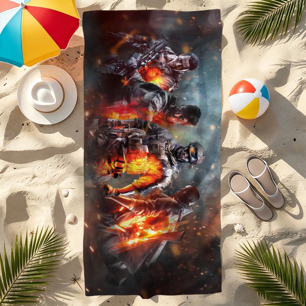Game B-Battlefield 6 Towel Large Quick-Drying Microfiber soft Beach Towel for Travel Fitness Sauna Bathing Camping