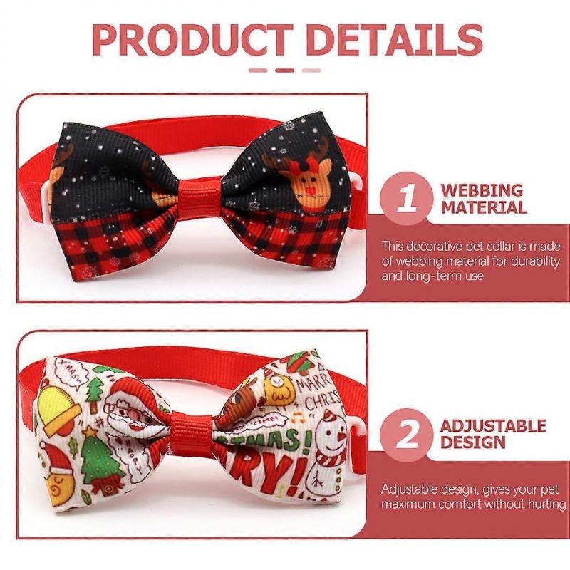 Adjustable Pet Collars with Christmas Bow Ties for Dogs and Cats 40Pcs