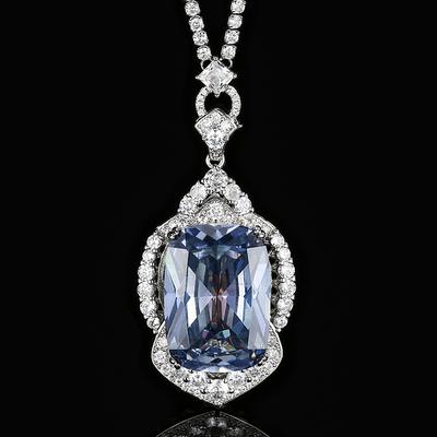 Jewelry Copper Bottom Gold-Plated Imitation Colored Treasure Square Diamond Luxury Pendant Necklace Stone 20 * 28
