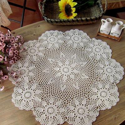 Kézzel horgolt alátétek Pamut csipke poháralátét Asztali alátét 60/70/ 80/ 90 CM RD Shabby Chic 4 Méretű Vintage horgolt terítő