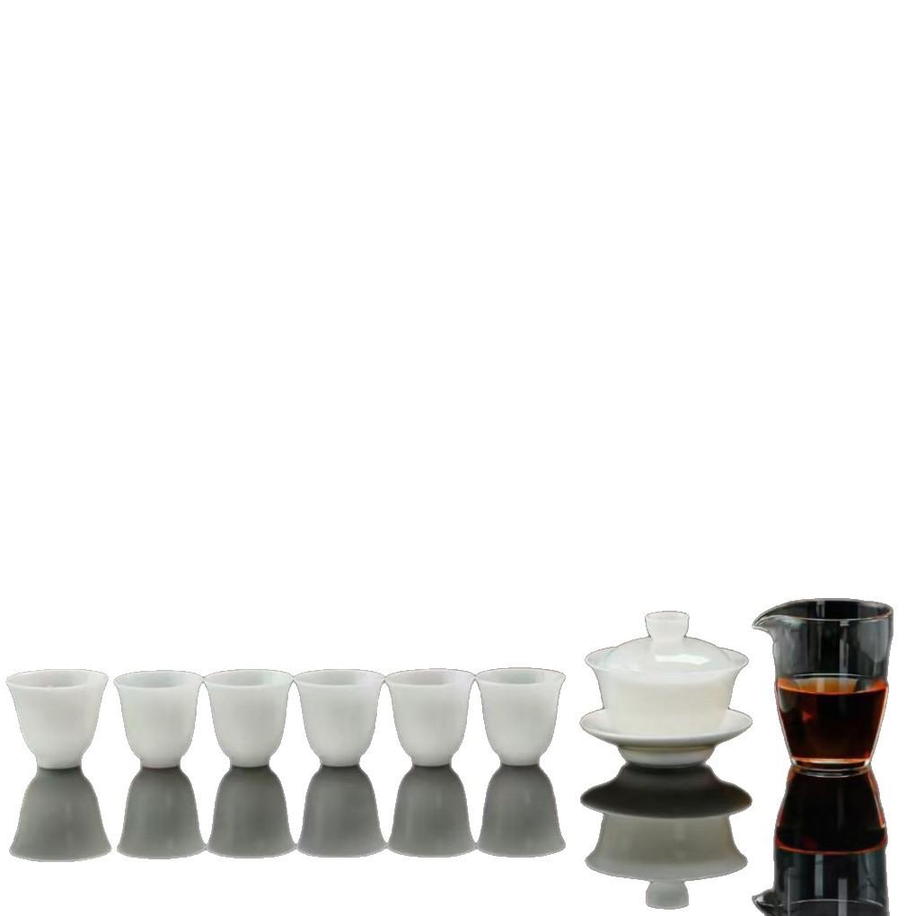 Dehua Ice Kung Fu Tea Set Ceramic Tea Ware Pu Jade Cover Bowl Teacup Fair Cup High-end Souvenir