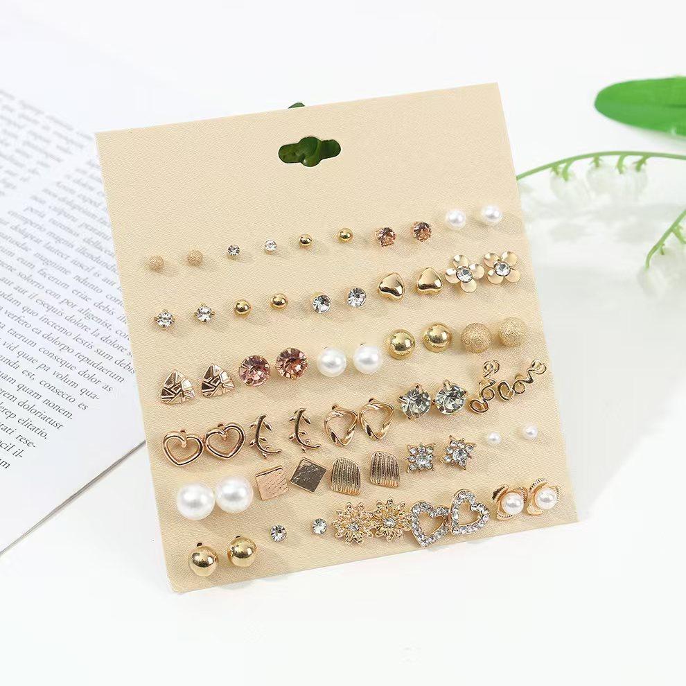 Flower sea star stud earrings and butterfly earrings set - simple alloy stud earrings and earrings