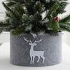 Grey Christmas Tree Collar Skirt Reindeer Xmas Tree Collar Basket Ring Xmas Tree Base Stand Cover Mat Farmhouse Holiday Ornament
