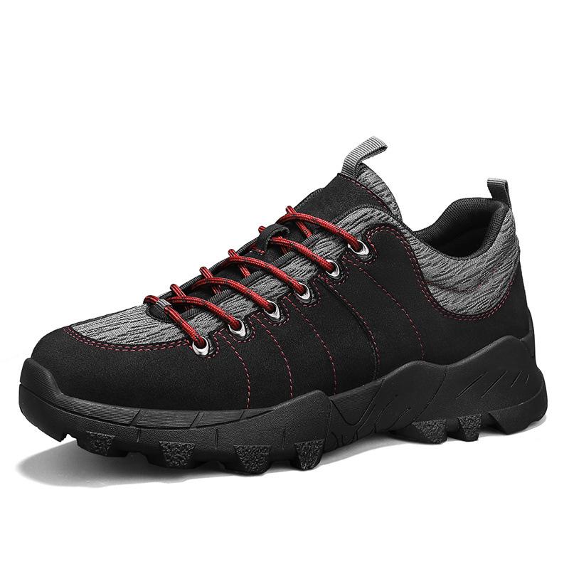 Men s Outdoor Casual Leather Shoes: Plus Size, Hand-Stitched Cowhide, Non-Slip Outsole 43 чёрный