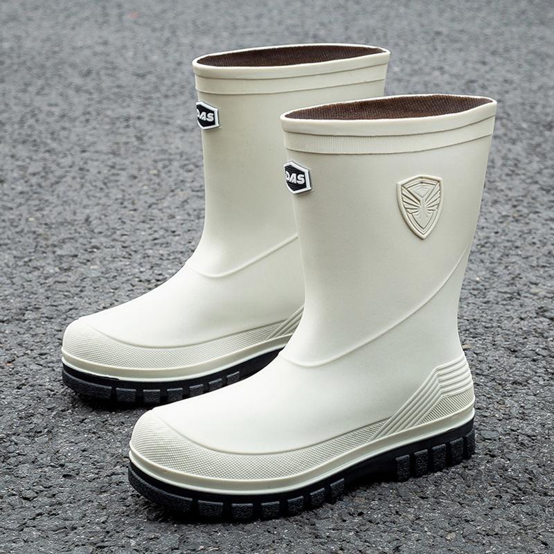 Fashion Men's Water Shoes Winter Wear Non-slip Work Rain Boots New Warm Bundle Middle Tube Rain Shoes Men