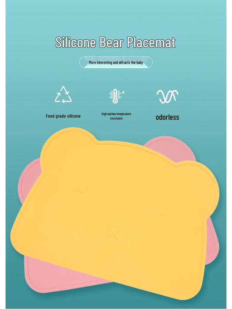 Große Silikon Cartoon Bär Rutschfeste Tischset - Kinder Hitzebeständiges & Leicht zu Reinigendes Pad