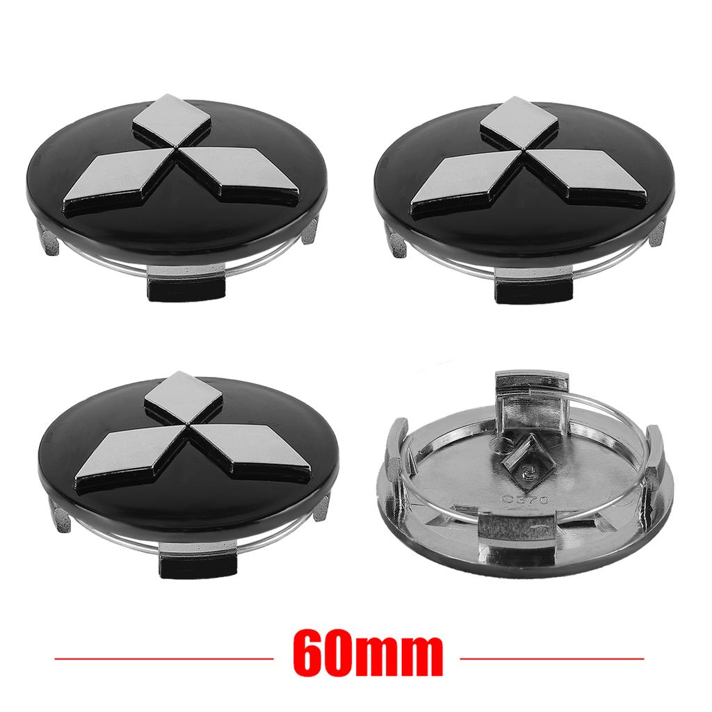 Tapacubos Originales 4 Piezas 60MM Logo Emblema para Rueda Central de Mitsubishi Ralliart Pajero EX Lancer Outlander Competition